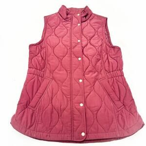 Talbots Primaloft Burgundy Quilted Sleeveless Zip Up Jacket Size L MINT